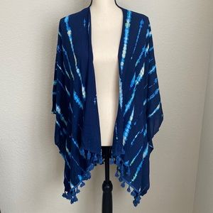 NWT BCBGeneration Tie-Dye Tassel Kimono Robe in Blue
